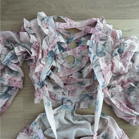 Floral Ruffle Cutout Dress - Picture 6 of 10